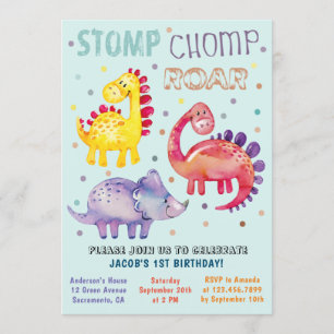 Invitación Fiesta por el primer cumpleaños de los dinosaurios