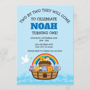 Invitación Fiesta por el primer cumpleaños del arca de Noé pa