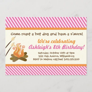 Invitación Fiesta por la fiesta de cumpleaños de Fogata (Rosa