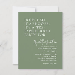 Invitación Fiesta Pre - Paternidad Sage Verde Baby Shower