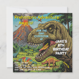 Invitación Fiesta prehistórico de dinosaurio