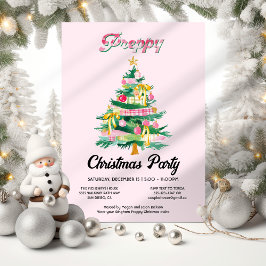 Invitación Fiesta Preppy Christmas Tree