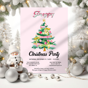 Invitación Fiesta Preppy Christmas Tree