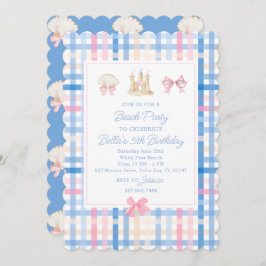 Invitación Fiesta Preppy Watercolor Beach
