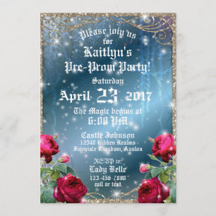 Invitación Fiesta preprom de jardín encantado con rosa roja