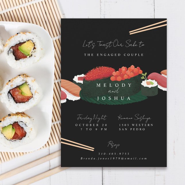 Invitación Fiesta previa al matrimonio de sushi (Subido por el creador)