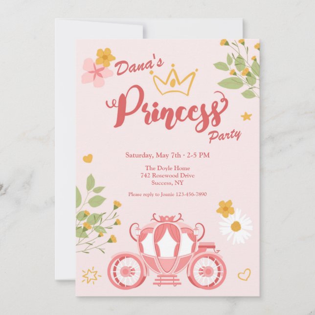 Invitación Fiesta Princesa  (Anverso)