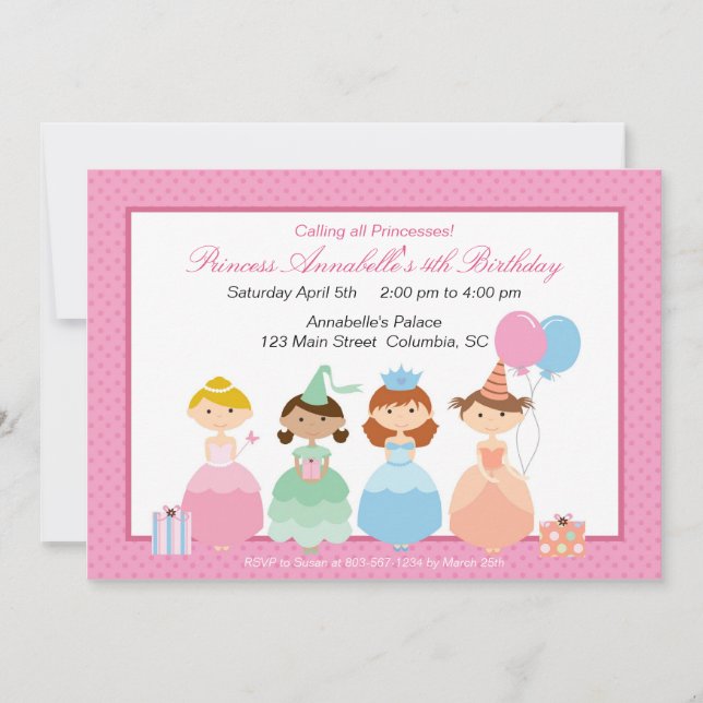 Invitación Fiesta Princesa (Anverso)