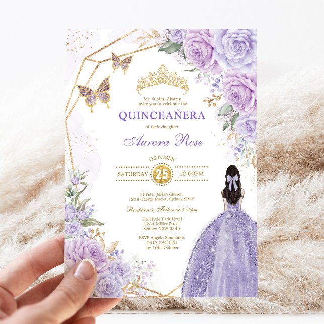 Invitación Fiesta Princesa Princesa de Quinceañera Plata Mora (Subido por el creador)