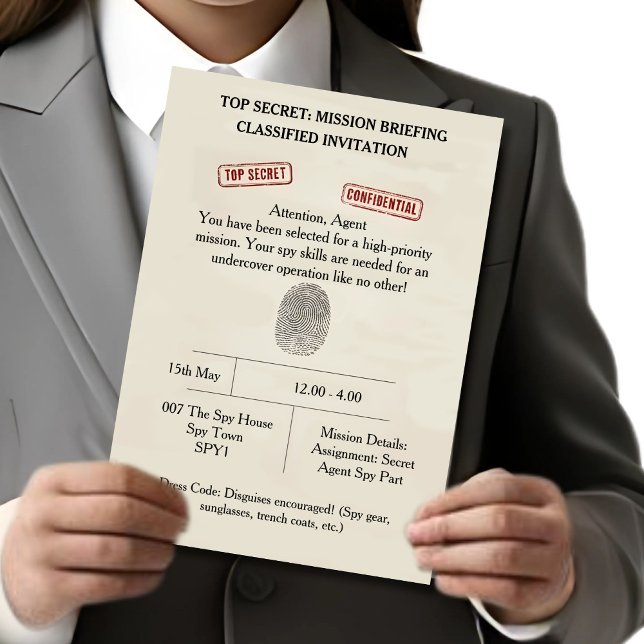 Invitación Fiesta principal de la misión espía secreta para n (Subido por el creador)