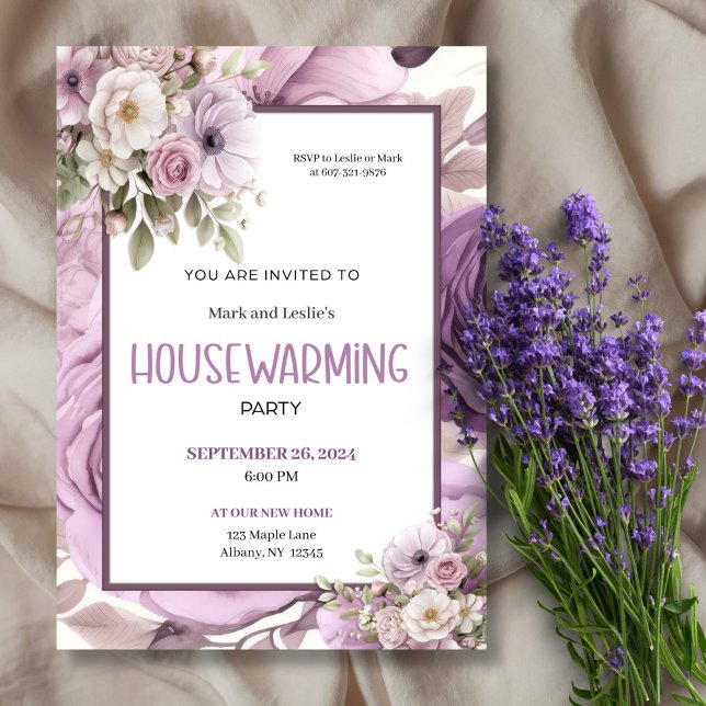 Invitación Fiesta Purple Elegant Floral (Subido por el creador)