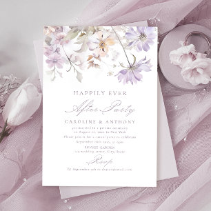 Invitación Fiesta Purple Elegante Floral Felices Para Siempre