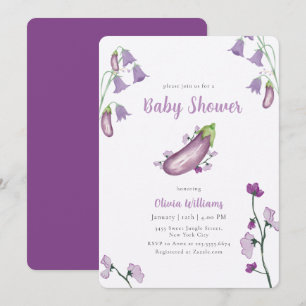 Invitación Fiesta Purple Farmers Market Floral Berenjena Baby