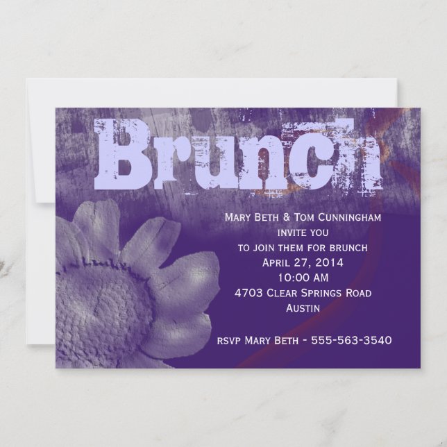 Invitación Fiesta Purple Grunge Brunch (Anverso)