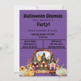 Invitación Fiesta Purple Halloween Gnome