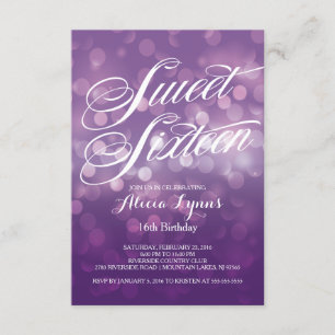 Invitación Fiesta púrpura de moda del dulce dieciséis de las