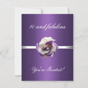 Invitación Fiesta Púrpura Flor Blanca Fabulosa 40