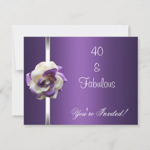 Invitación Fiesta Púrpura Flor Blanca Fabulosa 40