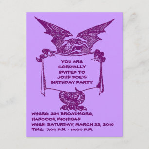 INVITACIÓN FIESTA PÚRPURA INVITATION-CUSTOMIZE DE LA TENENCIA