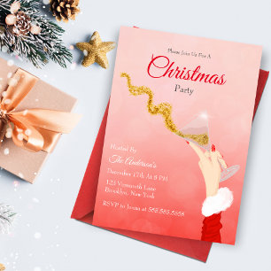 Invitación Fiesta Purpurina de los Navidades del derrame de v
