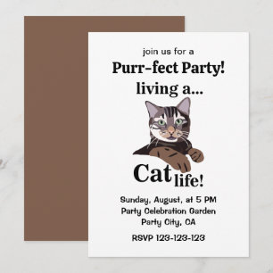 Invitación Fiesta Purrfecta de Gatos Divertidos