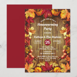 Invitación Fiesta que calienta el hogar - Rústica caída de ma
