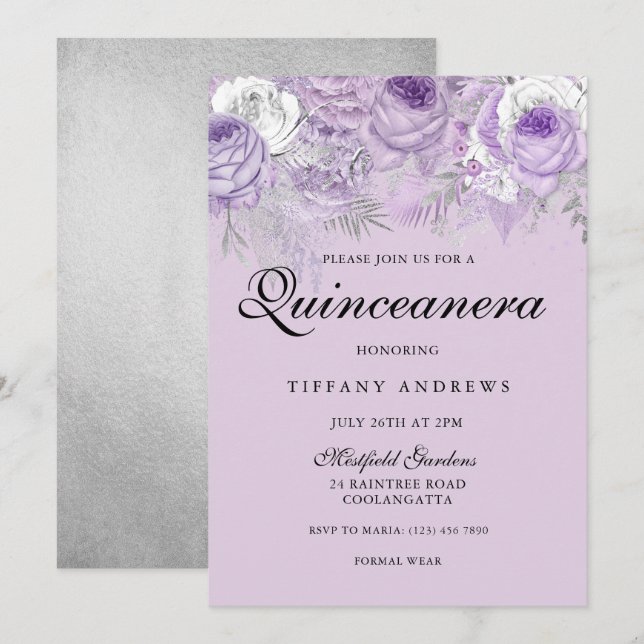 Invitación Fiesta Quinceanera (Anverso / Reverso)