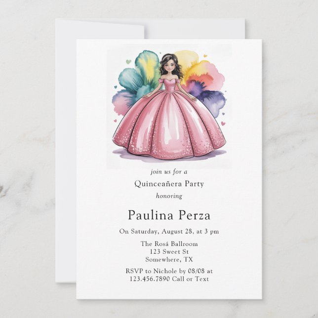 Invitación Fiesta Quinceañera (Anverso)