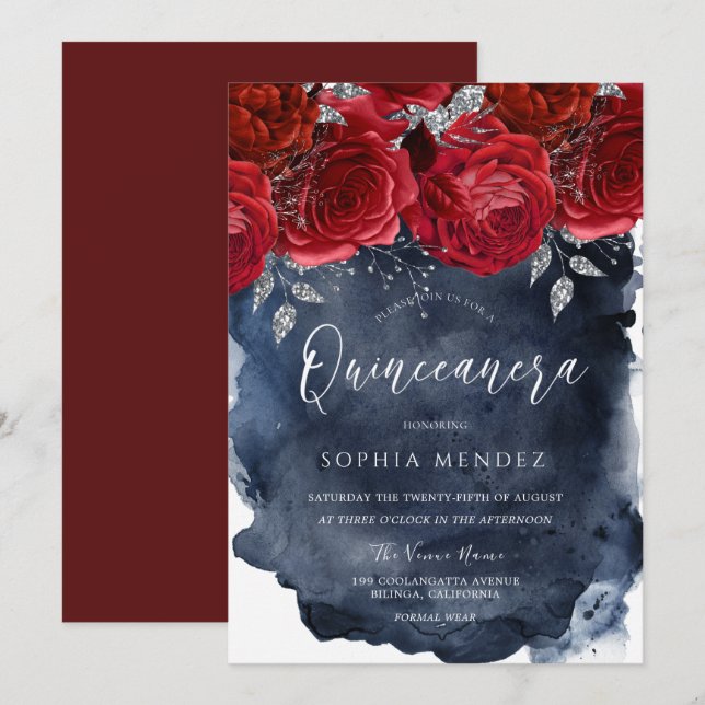 Invitación Fiesta Quinceanera (Anverso / Reverso)