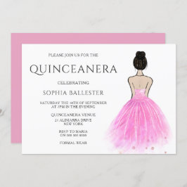 Invitación Fiesta Quinceanera Chica de vestimenta de la Princ