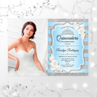 Fiesta Quinceanera con foto - Azul plateado