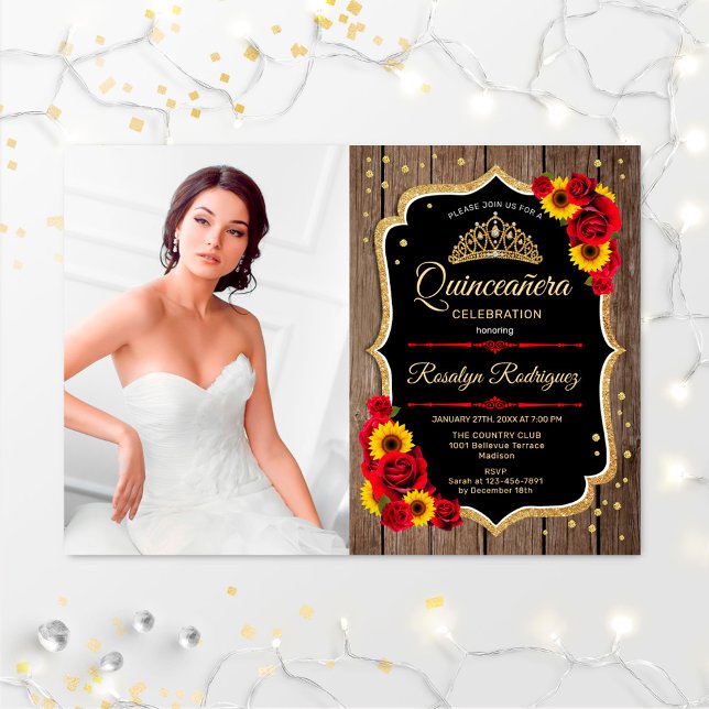 Invitación Fiesta Quinceanera con foto - Giros Rústicos (Subido por el creador)