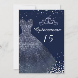 Invitación Fiesta Quinceanera con traje de traje azul de la m