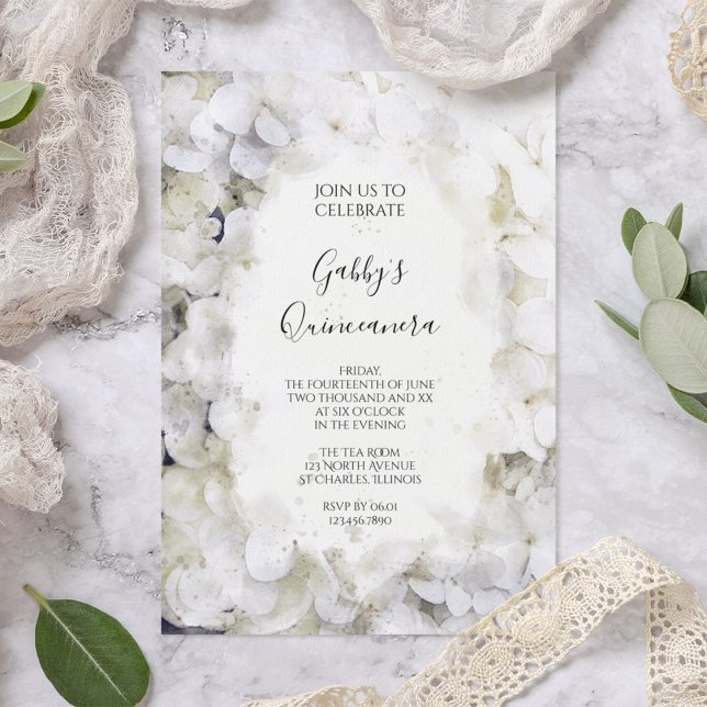 Invitación Fiesta Quinceanera de color hidránico blanco (Subido por el creador)
