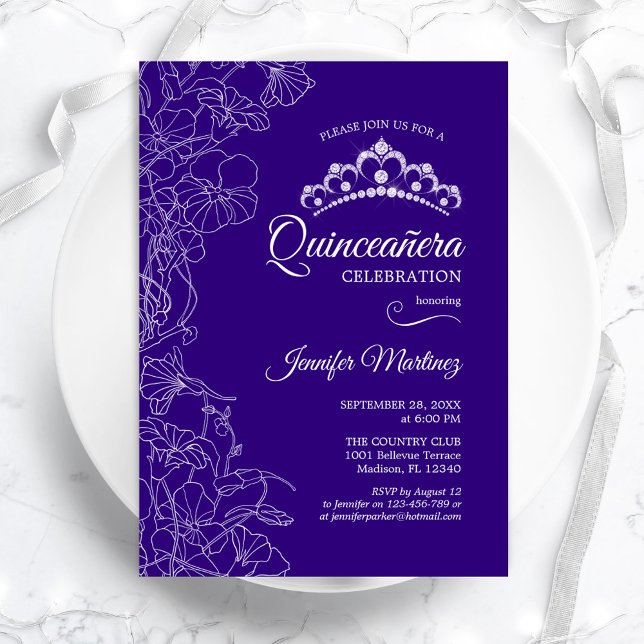 Invitación Fiesta Quinceanera de color morado (Subido por el creador)