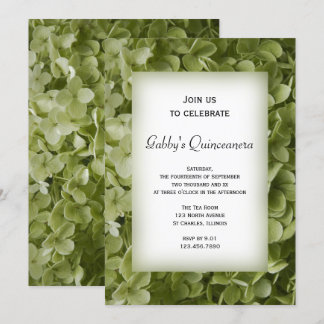 Invitación Fiesta Quinceanera de flor verde hidrangea