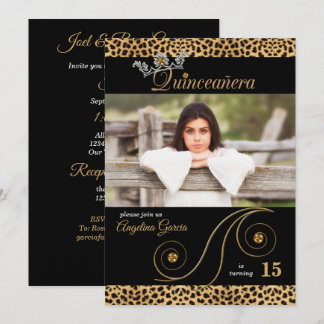 Invitación Fiesta Quinceanera de impresión con queso negro y