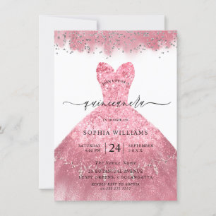 Invitación Fiesta Quinceanera de vestir rosa Rubor