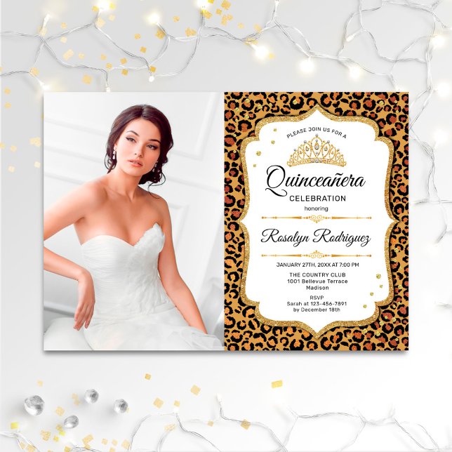 Invitación Fiesta Quinceanera - Foto de Leopard Print White (Subido por el creador)