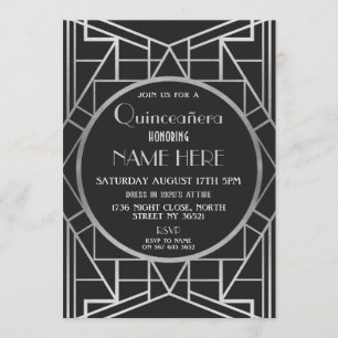 Invitación fiesta Quinceanera Gatsby en 1920