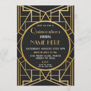 Invitación fiesta Quinceanera Gatsby en 1920