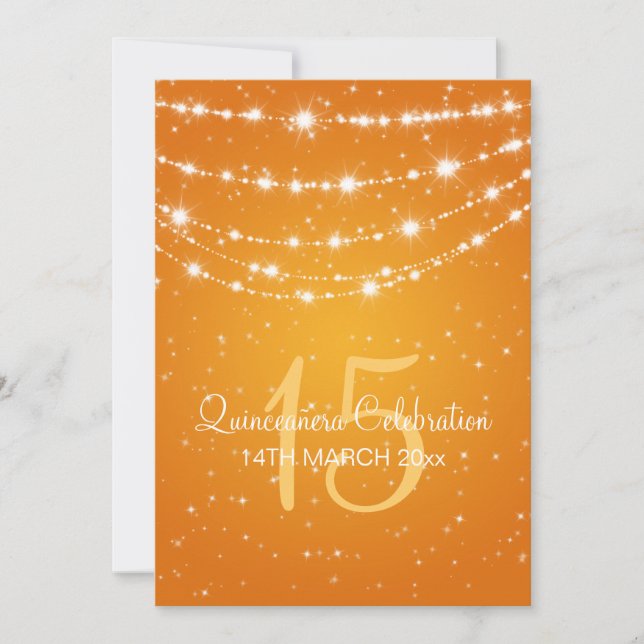 Invitación Fiesta Quinceañera Naranja de la cadena de espuma (Anverso)