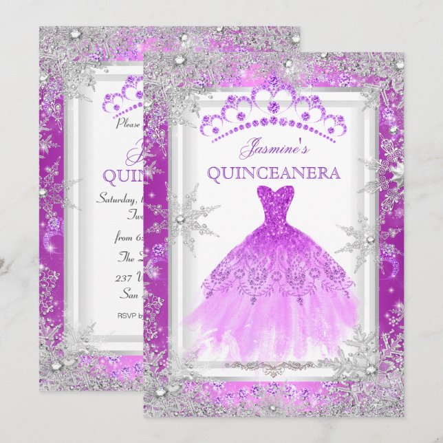 Invitación Fiesta Quinceanera Wonderland (Anverso / Reverso)