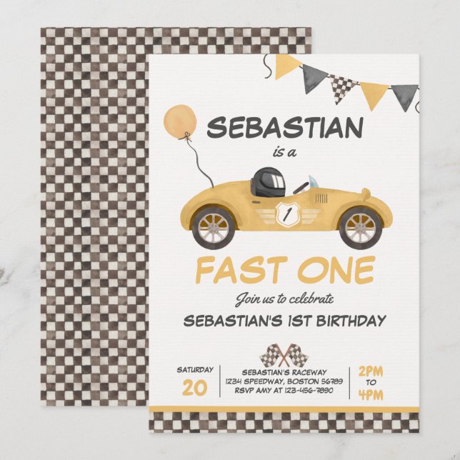 Invitación Fiesta rápida de un cumpleaños Día de Aniversario  (Anverso / Reverso)