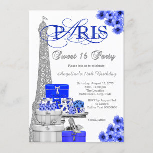 Invitación Fiesta Real Azul París Sweet 16