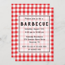 Invitación Fiesta Red Gingham BBQ