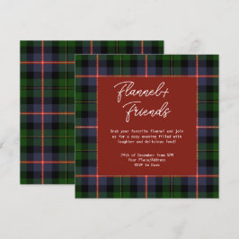 Invitación Fiesta Red Green Tartan Flannel & Friends Navidade