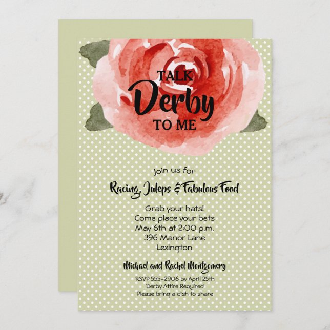 Invitación Fiesta Red Rose Derby (Anverso / Reverso)