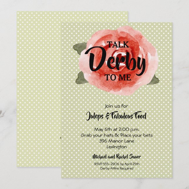 Invitación Fiesta Red Rose Derby (Anverso / Reverso)