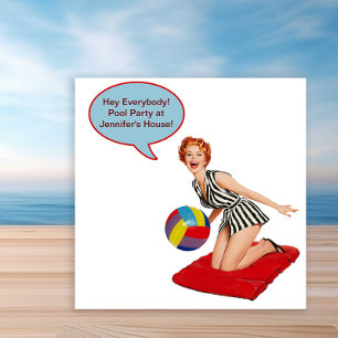 Invitación Fiesta Retro Beach Ball Pool